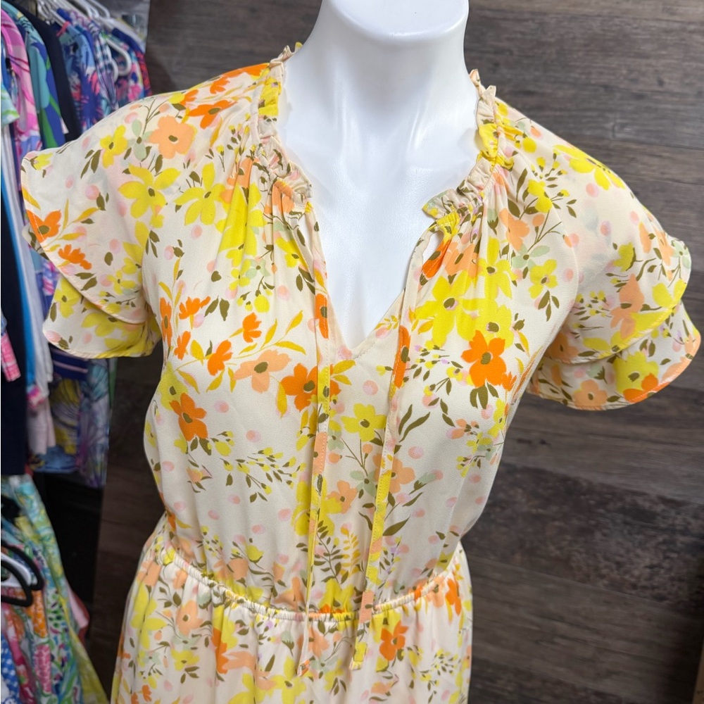 LC Lauren Conrad Orange and Yellow Floral Mini Dress - Picture 2 of 10